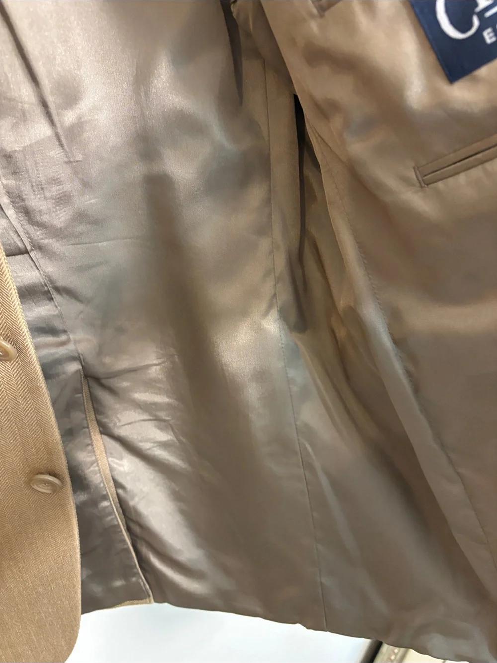 Chaps silk Men's Tan/Brown Three-Button Sport Coat Blazer